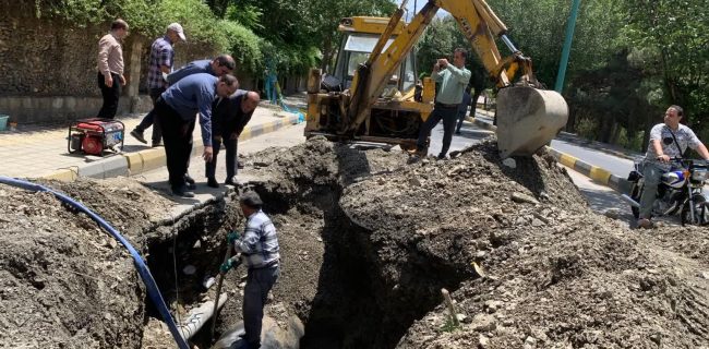ترمیم فوری خط انتقال آب سد کریمخان ملایر پس از برداشت غیرمجاز